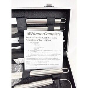NEW Home Complete Stainless Steel BBQ Grill Utensils with Aluminum Storage Case